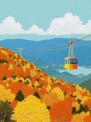 포토 JPG 나무 컬러 여행 이동 단풍 일러스트 자연 하늘 산 풍경 소풍 온천 하이킹 기차 가을 리프트 국내일러스트 AI일러스트 AI콘텐츠 식물 계절 육상교통 컨셉 잎 레저 대중교통 야외활동 스파 생태계 파일형식