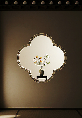 JPG 편집이미지 전통 디자인 꽃 예술 창문 자연 조명 한국 인테리어 꽃병 고요 공간 방 편안함 뷰티풀 편집실사 AI포토 AI콘텐츠 식물 아시아 감각 CG 생태계 파일형식