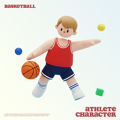 PSD 편집이미지 캐릭터 디자인 어린이 스포츠 컬러 공 모션 농구 운동 조형물 즐거움 창의력 편집3D 감정 건강 미술 사람 3D 구기 파일형식