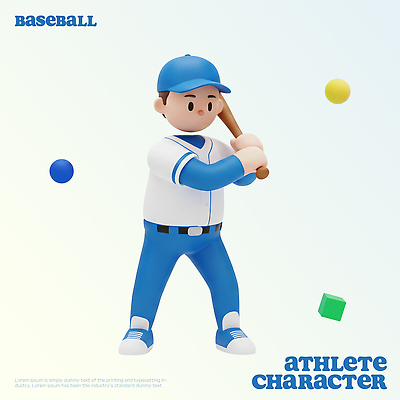 PSD 편집이미지 캐릭터 스포츠 유니폼 공 놀이 경기 파란색 운동 야구 야구방망이 즐거움 야구공 준비 편집3D 옷 감정 컬러 건강 3D 구기 야구용품 파일형식