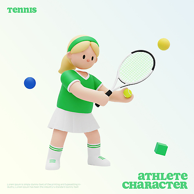 PSD 편집이미지 캐릭터 디자인 어린이 스포츠 공 모션 운동선수 그래픽 운동 귀여움 테니스 라켓 즐거움 편집3D 감정 스포츠용품 컨셉 건강 사람 3D 구기 파일형식