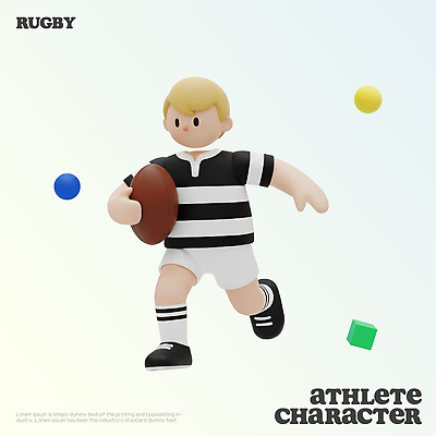 PSD 편집이미지 캐릭터 스포츠 컬러 유니폼 공 모션 운동선수 달리기 운동 럭비 게임 즐거움 생동감 편집3D 옷 감정 놀이 건강 3D 구기 파일형식