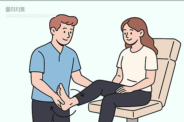 여자 포즈 신체 일러스트 기술 건강 치료 운동 환자 편안함 상담 발목 물리치료 재활 치료사 국내일러스트 AI파일 직업 의학 발 사람 감각 파일형식 벡터