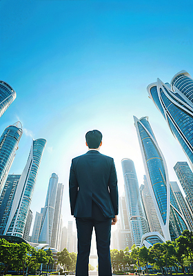 JPG 편집이미지 남자 하늘 성공 미래 서기 풍경 빌딩 경제 도시풍경 유행 고층빌딩 도시 비즈니스맨 스카이라인 의료성형뷰티 이미지편집 AI컴퓨터그래픽 AI콘텐츠 컨셉 비즈니스 모션 사람 건물 직장인 파일형식