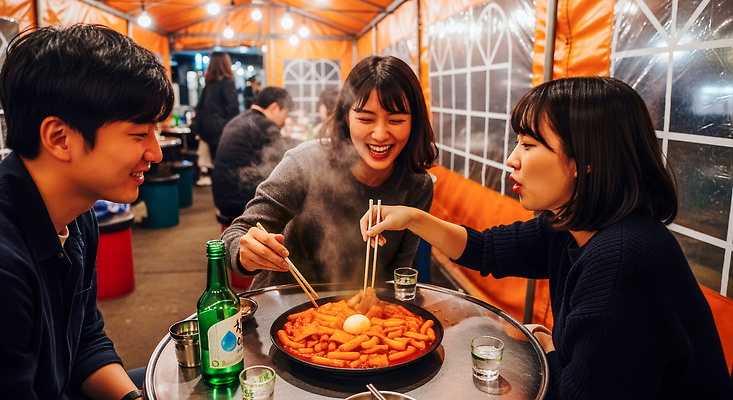 JPG 편집이미지 한식 겨울 대화 웃음 친구 식사 저녁 편안함 떡볶이 소주 길거리음식 온기 의료성형뷰티 편집실사 AI인물포토 AI콘텐츠 계절 음식 관계 주류 표정 말하기 감각 야간 분식 CG 파일형식 AI포토
