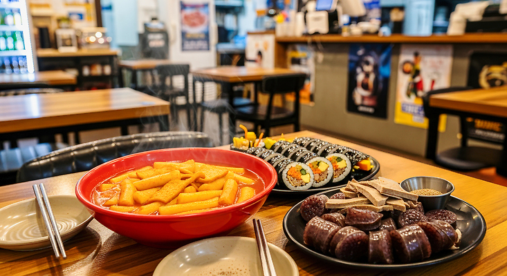 JPG 편집이미지 한국전통 한식 음식 디저트 친구 식당 모임 떡볶이 김밥 외식 소셜 간편조리식품 편집실사 AI포토 AI콘텐츠 전통 관계 한국 상점 분식 CG 파일형식