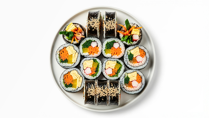 JPG 편집이미지 전통 접시 한식 음식 채소 재료 디저트 건강 요리 계란 신선 맛 해산물 김밥 간장 편집실사 AI포토 AI콘텐츠 식기 컨셉 알 양념 CG 파일형식