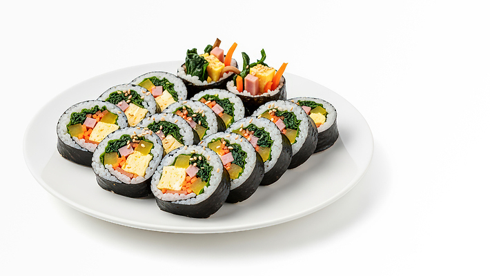 JPG 편집이미지 접시 한식 음식 컬러 재료 디저트 요리 식사 맛 김밥 유부초밥 편집실사 AI포토 AI콘텐츠 식기 컨셉 초밥 CG 파일형식