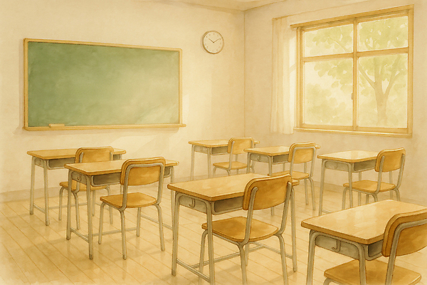 JPG 나무 학생 교육 일러스트 창문 교실 수업 바닥 학습 햇빛 평화 교사 공간 도구 시간 나무의자 정리 나무책상 국내일러스트 AI일러스트 AI콘텐츠 식물 직업 컨셉 의자 학교 목재 태양 책상 파일형식