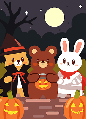 동물 캐릭터 기념일 일러스트 촛불 곰 자연 놀이 호박 야외 친구 파티 축제 할로윈 도전 보름달 토끼 즐거움 코스프레 국내일러스트 AI파일 감정 채소 초 포유류 관계 이벤트 반려동물 달 생태계 파일형식 벡터