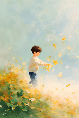 JPG 행복 어린이 단풍 일러스트 자연 하늘 바람 나뭇잎 웃음 풍경 소풍 노란색 산책 기쁨 자유 가을 즐거움 놀기 순간 국내일러스트 AI일러스트 AI콘텐츠 자연요소 계절 감정 컬러 컨셉 잎 모션 날씨 휴식 표정 사람 야외활동 생태계 파일형식