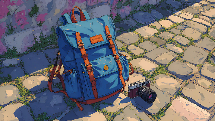 포토 JPG 컬러 여행 가방 일러스트 자연 아웃도어 풍경 소풍 카메라 노을 촬영 다정 캠핑 하이킹 자유 탐험 자갈길 국내일러스트 AI일러스트 AI콘텐츠 자연요소 잡화 길 컨셉 레저 전자제품 야외활동 생태계 파일형식