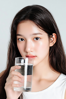 JPG 편집이미지 여자 얼굴 포즈 미소 사람 컵 물 청춘 평화 카메라 맑음 촬영 뷰티풀 청순 의료성형뷰티 편집실사 AI인물포토 AI콘텐츠 자연요소 식기 컨셉 날씨 표정 신체부위 전자제품 CG 파일형식 AI포토