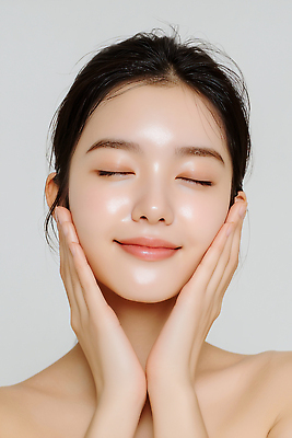 JPG 편집이미지 손 여자 행복 얼굴 자연 사랑 미소 청춘 깨끗함 피부 스킨케어 감싸기 청순 의료성형뷰티 편집실사 AI인물포토 AI콘텐츠 감정 컨셉 모션 표정 사람 신체부위 뷰티 CG 생태계 파일형식 AI포토