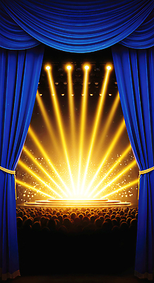 JPG 편집이미지 문화 예술 조명 공연 기쁨 무대 커튼 군중 미술관 공연장 시작 무대장치 환상 이미지편집 AI컴퓨터그래픽 AI콘텐츠 감정 컨셉 사람 이벤트 장비 극장 파일형식