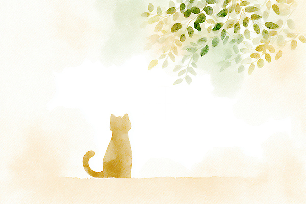 JPG 나무 동물 응시 예술 컬러 일러스트 자연 아침 수채화 풍경 일상 햇빛 고양이 고요 그늘 조용 감성 차분 국내일러스트 AI일러스트 AI콘텐츠 주간 식물 시선 컨셉 포유류 라이프 반려동물 태양 생태계 파일형식