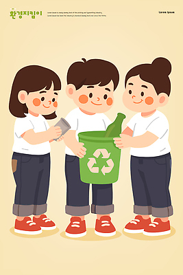 교육 어린이 일러스트 모션 미래 협력 친구 자연보호 재활용 쓰레기 즐거움 친환경 자원 교훈 분리배출 참여 책임감 지역사회 국내일러스트 AI파일 감정 컨셉 관계 자연 사람 환경 보호 파일형식 벡터