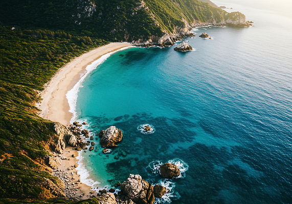 JPG 편집이미지 바다 여행 곡선 자연 풍경 해변 여름 파란색 고요 즐거움 해수욕 편집실사 AI포토 AI콘텐츠 계절 감정 선 컬러 휴가 CG 생태계 파일형식