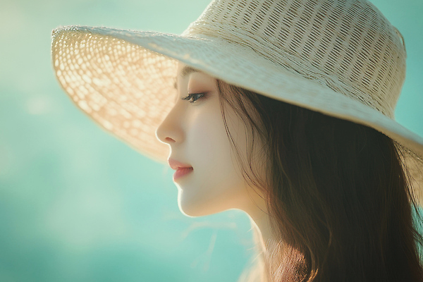 JPG 편집이미지 여자 백그라운드 자연 조명 표정 옆모습 여름 햇빛 평화 부드러움 화사함 뷰티풀 순간 의료성형뷰티 편집실사 AI인물포토 AI콘텐츠 계절 뷰포인트 컨셉 사람 태양 감각 CG 생태계 파일형식 AI포토