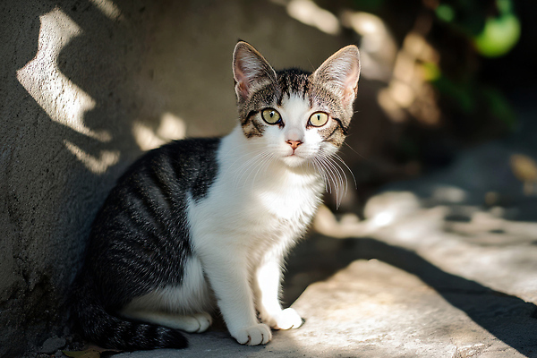 JPG 동물 편집이미지 응시 자연 털 앉기 여름 햇빛 귀여움 고양이 회색 흰색 귀 길가 생동감 편집실사 AI포토 AI콘텐츠 시선 계절 컬러 컨셉 포유류 모션 신체부위 반려동물 태양 CG 생태계 파일형식