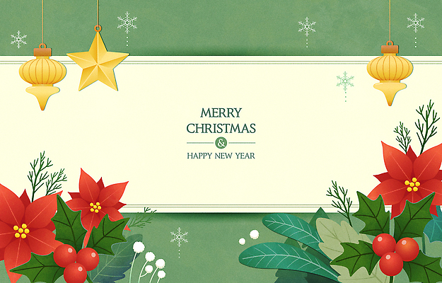 자연요소 계절 기념일 꽃 컬러 컨셉 크리스마스 카드_감사 이벤트 예절 파일형식 벡터 새해 인사 장식 디자인 백그라운드 포인세티아 초록색 화려 식물 축제 연말 별 전구 뷰티풀 겨울 따뜻함 AI파일 국내일러스트 일러스트 크리스마스카드 연하장