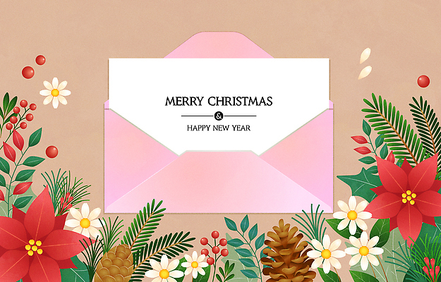 나무 식물 계절 기념일 꽃 감정 컬러 컨셉 크리스마스 관계 카드_감사 파일형식 벡터 새해 봉투 분홍색 장식 소나무 열매 포인세티아 백그라운드 축하 이벤트 겨울 디자인 축제 기쁨 사랑 가족 AI파일 국내일러스트 일러스트 크리스마스카드 연하장
