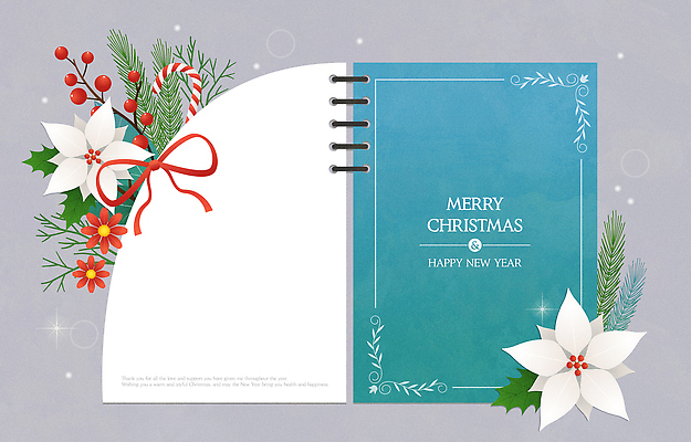 기념일 감정 컬러 컨셉 크리스마스 카드_감사 파일형식 벡터 새해 장식 디자인 리본 식물 인사말 축하 흰색 빨간색 파란색 그림 축제 기념 행복 소원 AI파일 국내일러스트 일러스트 크리스마스카드 연하장