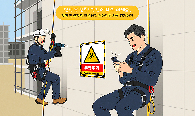 건축 일러스트 협력 경고 외벽 안전 옆모습 스마트폰 장비 표지판 위험 도둑 높이 예방 안전교육 소통 규정 부주의 역할 작업자 국내일러스트 AI파일 교육 벽 뷰포인트 컨셉 알림판 핸드폰 스마트기기 범죄인 파일형식 벡터