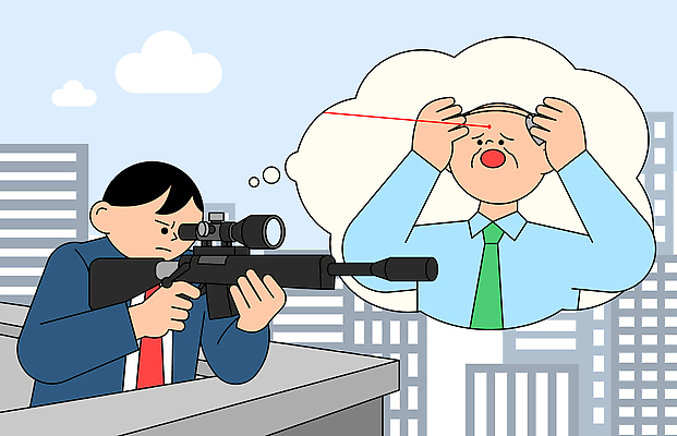 건축 감정 컨셉 비즈니스 모션 사람 빌딩 라이프 파일형식 벡터 스나이퍼 고층빌딩 목표물 도시 옥상 사격 남자 무기 계획 공격 스릴 상상 표정 건축물 일상 AI파일 국내일러스트 일러스트 유머 회사