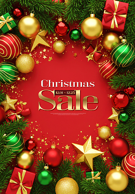 JPG 편집이미지 별 백그라운드 크리스마스 장식 빨간색 초록색 크리스마스트리 세일 축제 금색 분위기 포장지 풍선 연말 이미지편집 AI컴퓨터그래픽 AI콘텐츠 자연요소 기념일 컬러 컨셉 포장 파일형식