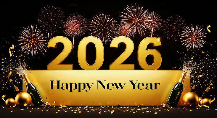 JPG 편집이미지 기념일 새해 불꽃놀이 장식 반짝임 설날 파티 축제 모임 금색 축하 샴페인 즐거움 2026년 이미지편집 명절 감정 컬러 컨셉 모션 놀이 주류 이벤트 연도 파일형식