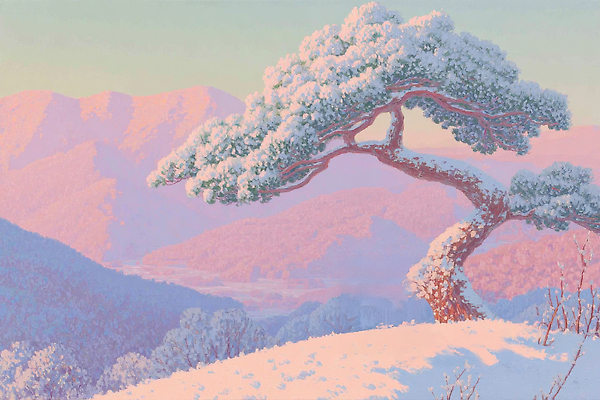 JPG 나무 컬러 설경 겨울 일러스트 자연 산 풍경 반짝임 햇빛 평화 고요 일몰 추위 저녁 조용 뷰티풀 국내일러스트 AI일러스트 AI콘텐츠 식물 계절 컨셉 모션 태양 노을 야간 생태계 파일형식