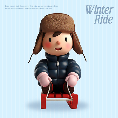 PSD 편집이미지 캐릭터 어린이 겨울 놀이 겨울스포츠 3D캐릭터 장난감 귀여움 아기 휴일 즐거움 썰매 동심 편집3D 계절 감정 스포츠 컨셉 사람 3D 파일형식