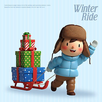 PSD 편집이미지 어린이 겨울 산타모자 가족 놀이 3D캐릭터 선물 웃음 야외 기쁨 인사 추억 즐거움 썰매 편집3D 캐릭터 모자_잡화 계절 감정 컨셉 크리스마스 관계 표정 사람 3D 예절 파일형식