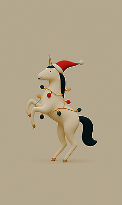 JPG 동물 편집이미지 캐릭터 감정 컬러 크리스마스 겨울 전구 장식 크리스마스트리 귀여움 축제 유니콘 환상 이미지편집 계절 기념일 컨셉 파일형식