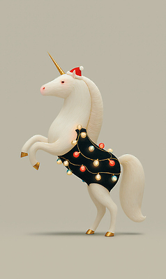 JPG 동물 편집이미지 크리스마스장식 크리스마스 겨울 장식 반짝임 귀여움 축제 흰색 유니콘 아기자기 이미지편집 계절 기념일 컬러 컨셉 모션 파일형식