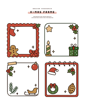 디자인 별 크리스마스 일러스트 초 눈사람 프레임 사탕 선물 장식 크리스마스트리 축제 색칠 오브젝트 썰매 연말 Wreath 국내일러스트 AI파일 자연요소 기념일 디저트 파일형식 벡터