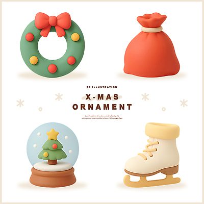 계절 기념일 꽃 스포츠용품 크리스마스 이벤트 3D 파일형식 장식 화환 크리스마스트리 선물 스케이트 축제 겨울 컬러 디자인 파티 따뜻함 편집3D PSD 편집이미지