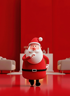 캐릭터 계절 기념일 감정 컬러 컨셉 크리스마스 관계 표정 사람 내부 3D 파일형식 산타클로스 장면 빨간색 실내 조용 분위기 겨울 축제 선물 장식 웃음 기쁨 행복 가족 전통 어린이 크리스마스트리 JPG 편집이미지 편집3D 3D캐릭터