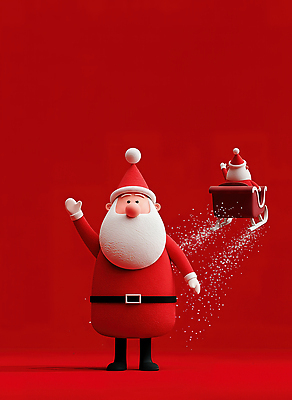 캐릭터 계절 기념일 감정 백그라운드 컨셉 크리스마스 빨간색 3D 예절 파일형식 산타클로스 인사 빨간배경 썰매 즐거움 축제 귀여움 전통 겨울 장식 행복 선물 상상 분위기 그림 JPG 편집이미지 편집3D 3D캐릭터