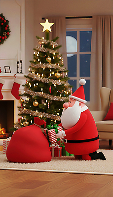 캐릭터 계절 기념일 감정 크리스마스 관계 이벤트 내부 3D 감각 파일형식 산타클로스 선물 크리스마스트리 장식 편안함 실내 포장 가족 축제 캐럴 전통 겨울 따뜻함 행복 기쁨 사랑 연말 파티 JPG 편집이미지 편집3D 3D캐릭터