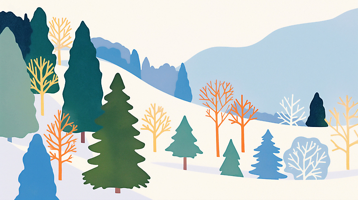 JPG 나무 컬러 설경 겨울 일러스트 자연 생명 산 풍경 파란색 고요 흰색 소나무 숲 그림 겨울산 조화 수목 국내일러스트 식물 계절 생태계 파일형식