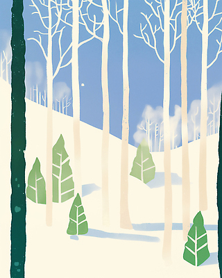 JPG 나무 식물 겨울 일러스트 자연 하늘 산 풍경 파란색 평화 계곡 고요 흰색 숲속 숲 눈덮임 국내일러스트 AI일러스트 AI콘텐츠 계절 컬러 컨셉 생태계 파일형식