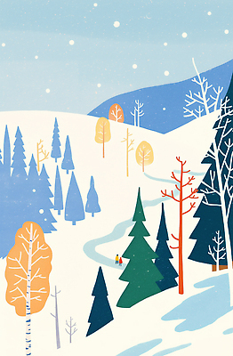 JPG 나무 사계절 컬러 여행 겨울 일러스트 자연 하늘 겨울스포츠 산 사람 풍경 평화 산책 기록 눈송이 숲 수목 국내일러스트 AI일러스트 AI콘텐츠 식물 계절 스포츠 컨셉 휴식 눈_날씨 생태계 파일형식