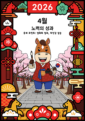 식물 동양문화 한국전통 전통 계절 꽃 감정 동물캐릭터 고건축 놀이 한국 사람 말_동물 날짜 전통의상 연도 파일형식 벡터 2026년 4월 말캐릭터 벚꽃 궁전 한복 봄 이벤트 축제 한국문화 놀이터 색칠 동물 어린이 즐거움 풍경 나무 그림 AI파일 국내일러스트 일러스트 운세 병오년
