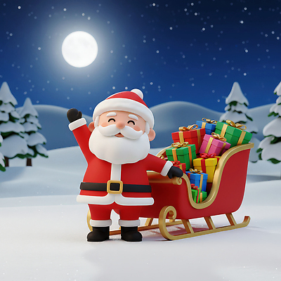 JPG 편집이미지 캐릭터 행복 크리스마스 겨울 놀이 3D캐릭터 선물 세트 산타클로스 축제 기쁨 달 축하 산장 편집3D 자연요소 계절 기념일 감정 컨셉 3D 파일형식