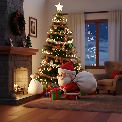 JPG 편집이미지 행복 크리스마스장식 크리스마스 거실 가족 3D캐릭터 따뜻함 선물 빛 반짝임 상자 크리스마스트리 산타클로스 축제 편안함 연말 편집3D 캐릭터 기념일 감정 관계 모션 3D 감각 파일형식