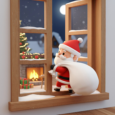 JPG 편집이미지 전통 크리스마스 창문 가족 불 동화 3D캐릭터 선물 장식 크리스마스트리 산타클로스 활발 기쁨 벽난로 편집3D 자연요소 캐릭터 기념일 감정 컨셉 관계 3D 파일형식