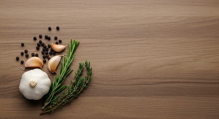 JPG 편집이미지 음식 식재료 재료 자연 탁자 건강 마늘 요리 주방 식사 향신료 준비 후추 로즈메리 편집실사 가구 채소 허브 CG 생태계 향미료 파일형식