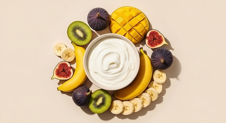 JPG 편집이미지 과일 재료 디저트 바나나 건강 키위 식사 신선 망고 비타민 요거트 건강식 무화과 맛있는 편집실사 음식 유제품 CG 열대과일 영양소 파일형식